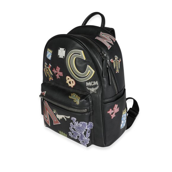 MCM Black Leather Victory Patch Stark Backpack - Picture 2 of 7